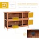 image 4 of PawHut Rabbit Hutch, Guinea Pig Hutch with No-Leak Trays & Divider, Orange