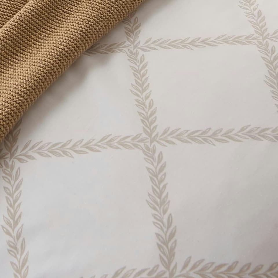 image 1 of Samantha Faiers Home Laurel Natural Trail Linen Duvet Cover and Pillowcase Set - Double