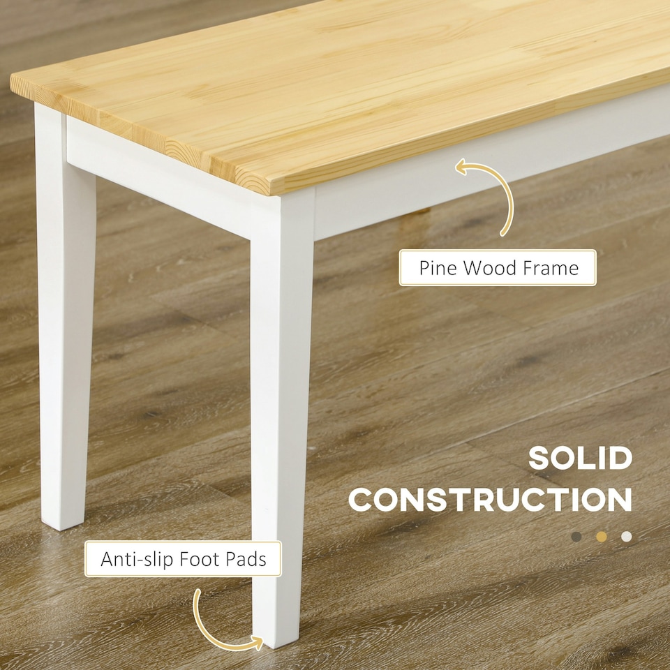 image 1 of HOMCOM Wood Dining Bench Wooden Bench for 2 People, White