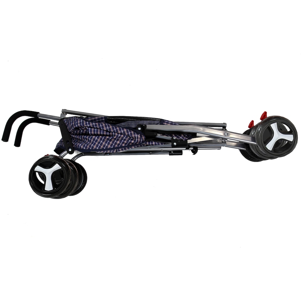 image 1 of Pet Stroller Dog Cat Puppy Pram Pushchair Travel Cart Jogging Buggy Carrier (Blue Tartan)