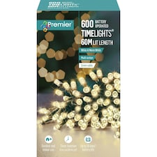 Premier TimeLights 600 LED Lights White & Warm White 60m Green / White & Warm White LEDs