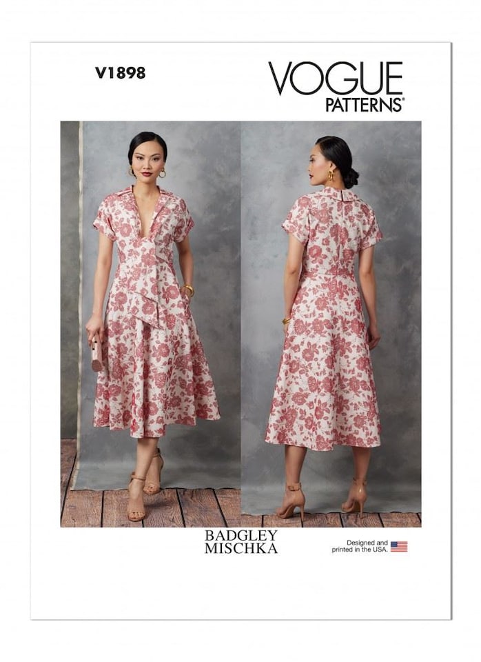 image 1 of Vogue 1898 Paper Sewing Pattern – Women’s Dress, Size B5 (8–10–12–14–16), Advanced