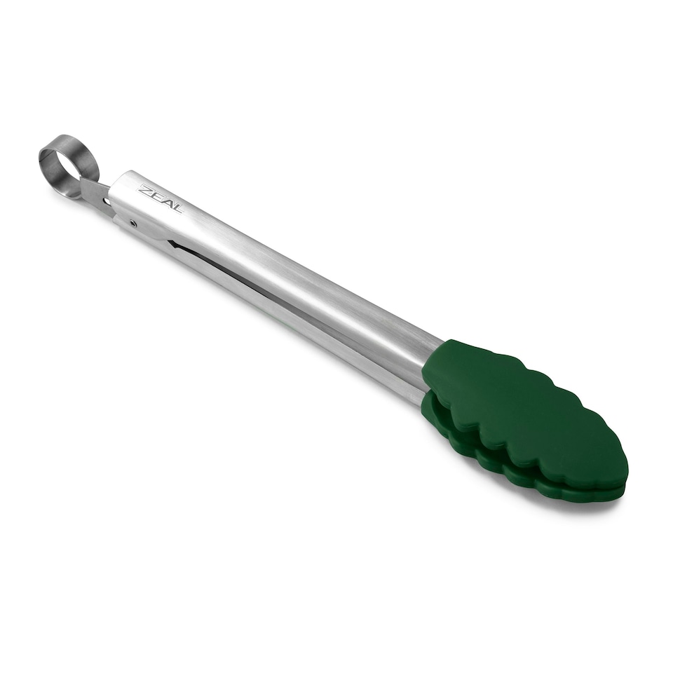 Zeal Silicone Cooking Tongs, 25cm, Forest Green
