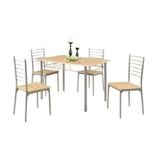 5 Piece Beech Effect Wooden And Metal Dining Set