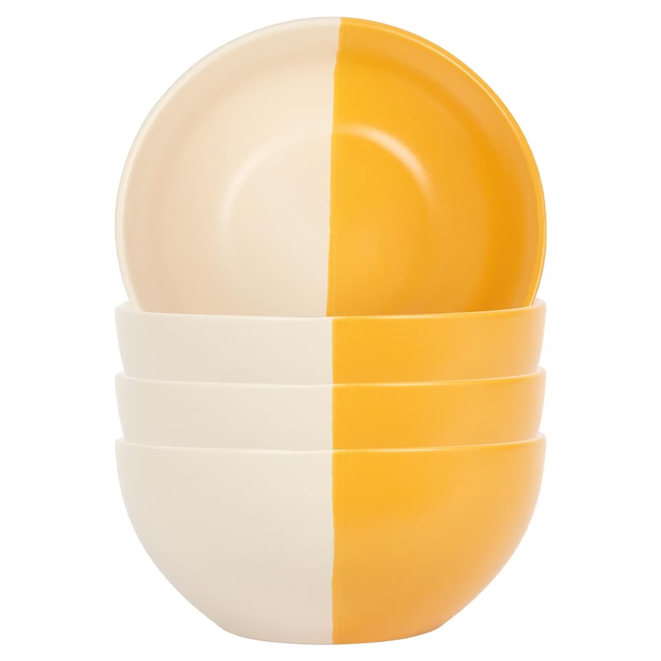 image 1 of Nicola Spring Dipped Stoneware Cereal Bowls - 16.5cm - Mustard - Pack of 4 | Yellow | Mustard