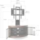 image 8 of Centurion Supports PANGEA Black/Walnut Beam-Thru Curved True-Corner 32"-50" TV Cabinet with Mounting Arm Black | Walnut