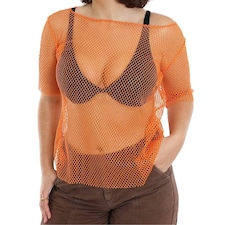 Orange 80s Mesh top Orange | XL