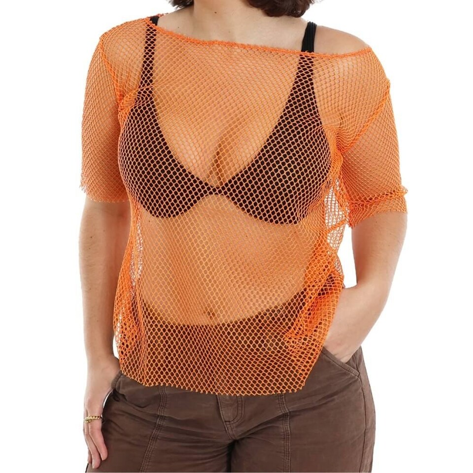 image 1 of Orange 80s Mesh top Orange | XL