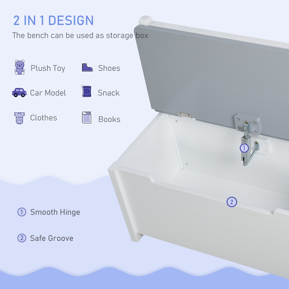 image 1 of HOMCOM 4-Piece Set Kids Wood Table Chair Bench w Storage Function for 3 Years