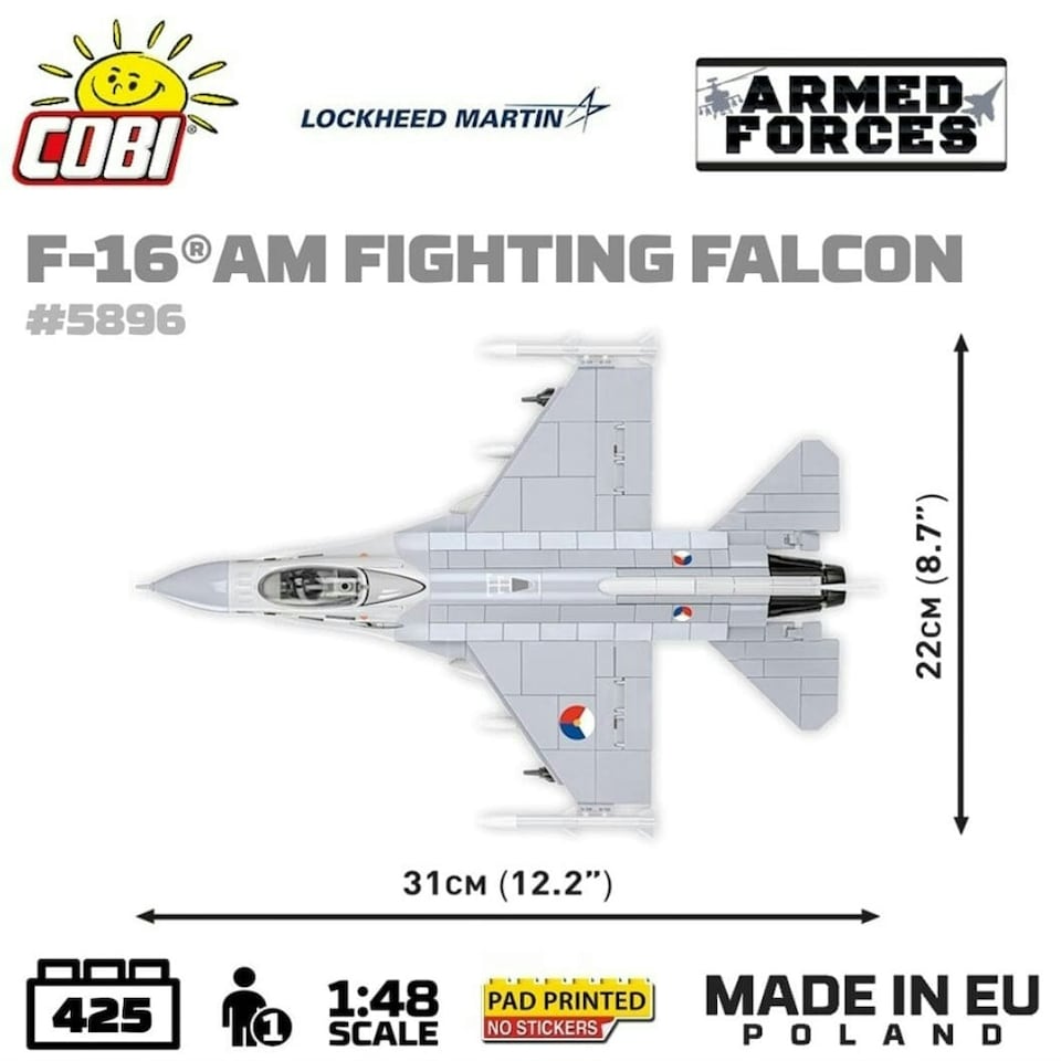 image 1 of F-16 AM Fighting Falcon plane brick model - COBI 5896 - 425 bricks