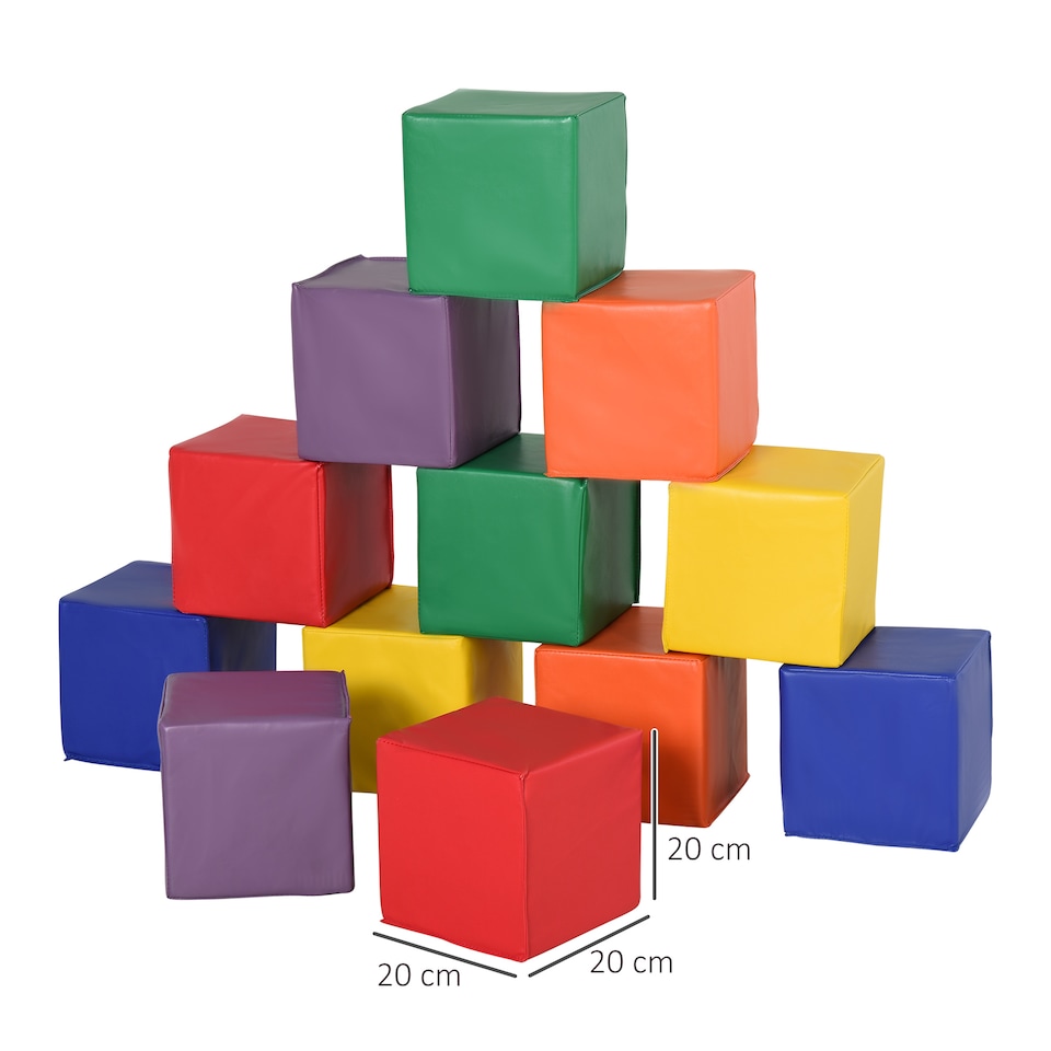 image 1 of HOMCOM 12 PCs Soft Play Blocks Soft Foam Toy Red