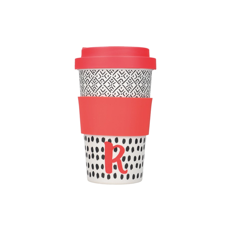 image 1 of KitchenCraft 410ml Bamboo A to Z Letter "R" Reuseable Mug | Multi