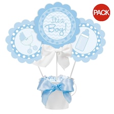 Creative Party Baby Shower Party Centrepiece (Pack of 3) - White/Blue - One Size