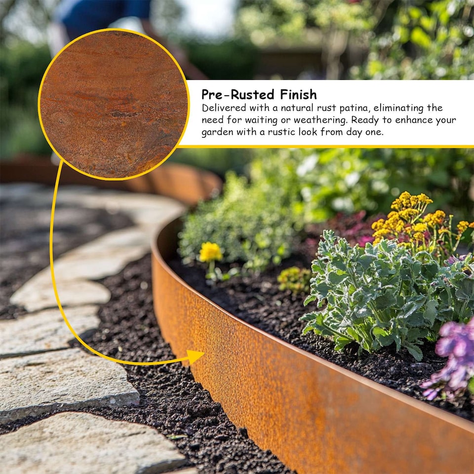 image 1 of Nicoman Pre Rusted Metal Lawn Edging Border, Garden Edging | Bronze | Rust | 5m | 1
