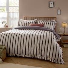 Wylder Connie Striped Ruffle Duvet Cover Set | Brown | Chocolate | King | 1
