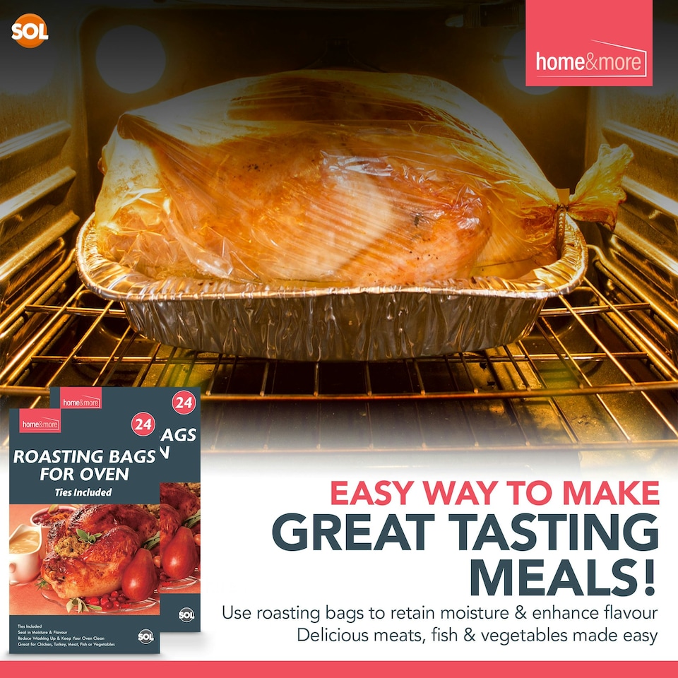 image 1 of 48pk Oven Roasting Bags with Ties | Ideal for Roastng Chicken, Turkey, Meat