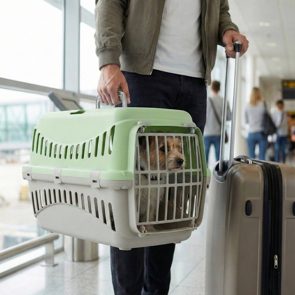 image 1 of Transportini Pet Carrier Travel Crate Cat Dog Cage Portable Box Pastel | Green | Pastel Green | Medium | 1