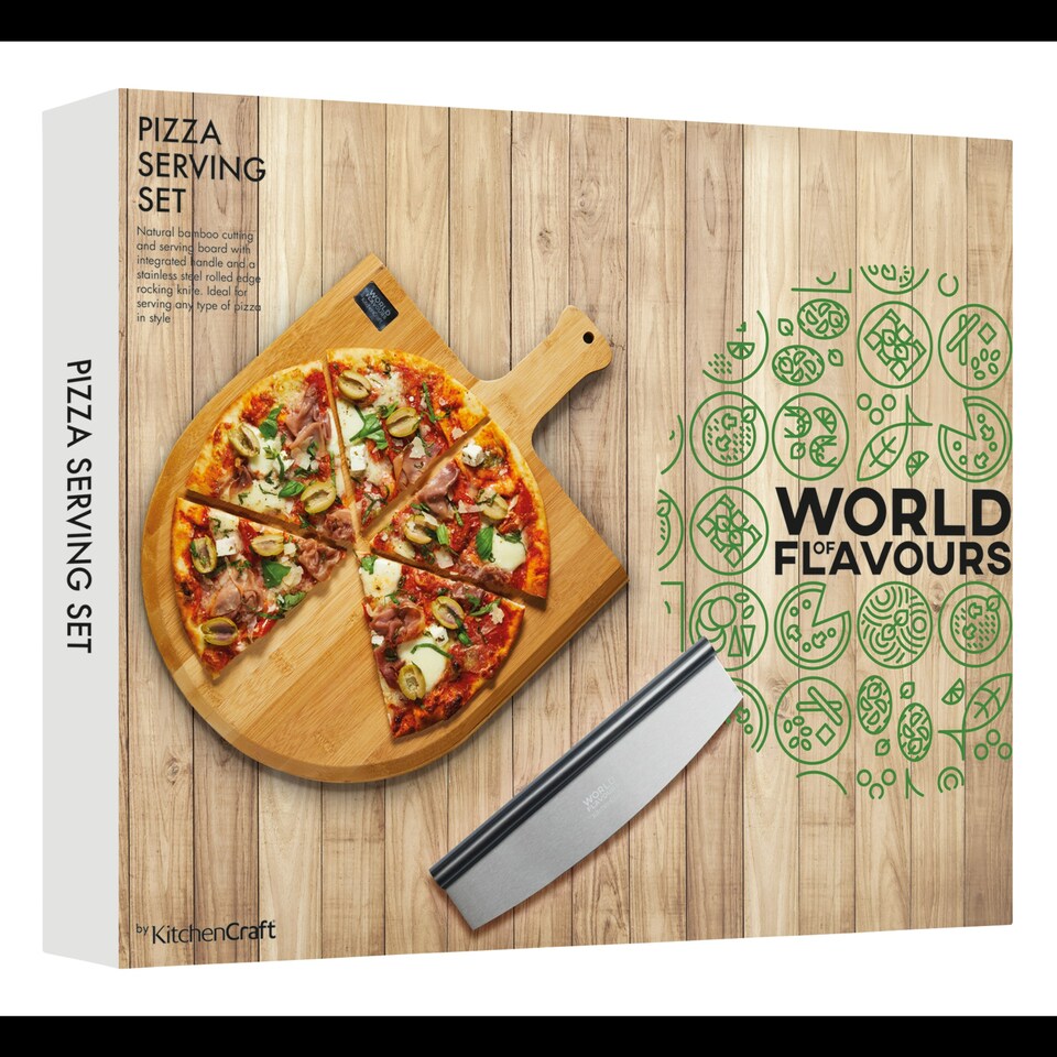 image 1 of KitchenCraft World of Flavours Italian Pizza Serving Set