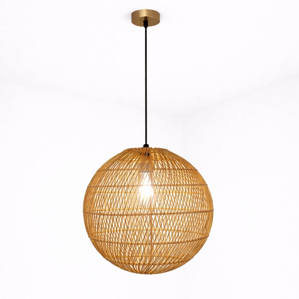 image 1 of CGC ARIBA Brown 35cm Round Rattan Weave Lampshade