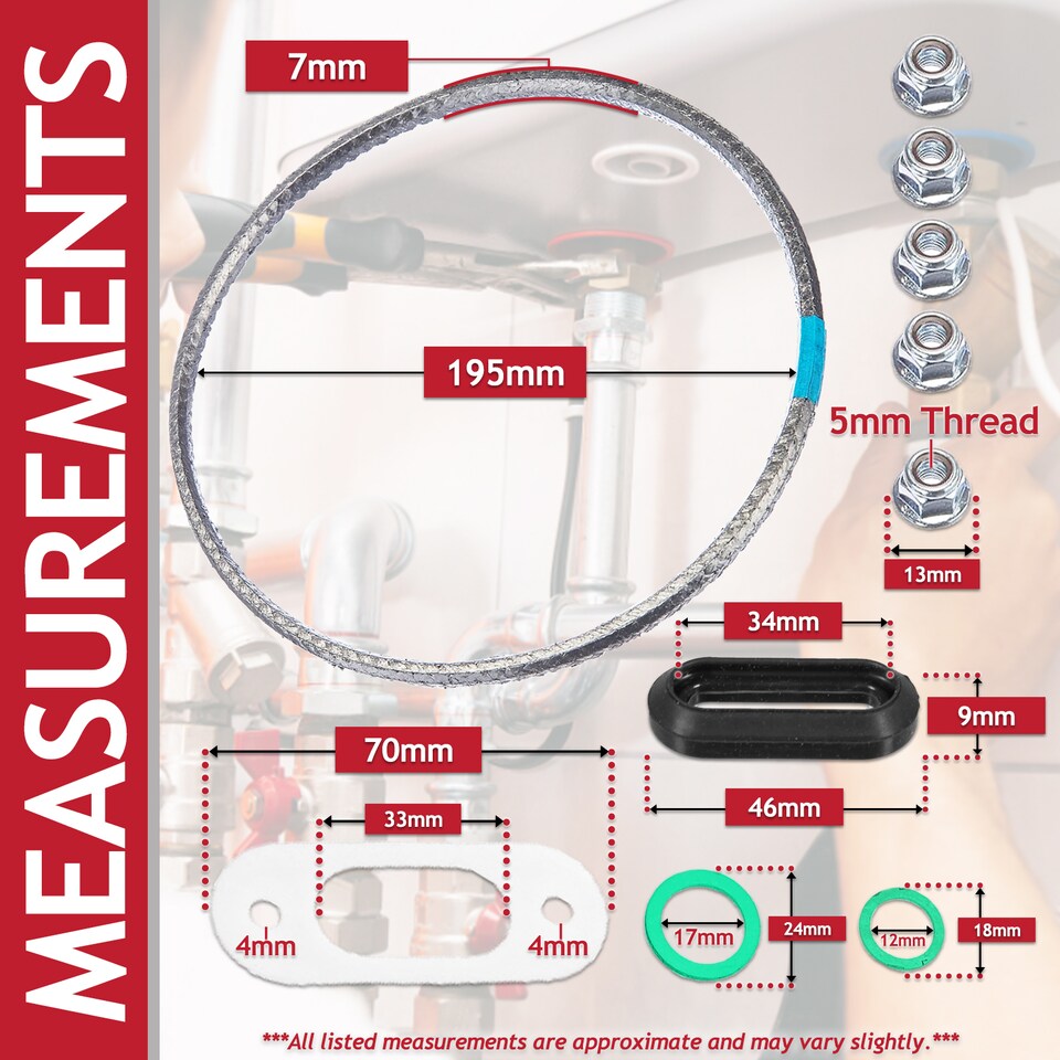 image 1 of SPARES2GO Boiler Burner Seal Gasket Kit for Vaillant ecoMAX ecoTEC Pro Plus VU VUW Heat Exchanger Door Sealing Set (0020025929)