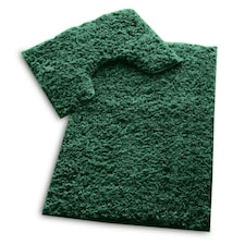 VELVETIO Bath Mats & Pedestal Mat Set Anti Slip Super Soft Water Absorbent Green