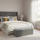 image 2 of 90cm Wide Lux Ottoman Storage Box, Steel Grey Velvet Upholstered Full Striped Storage Ottoman Box