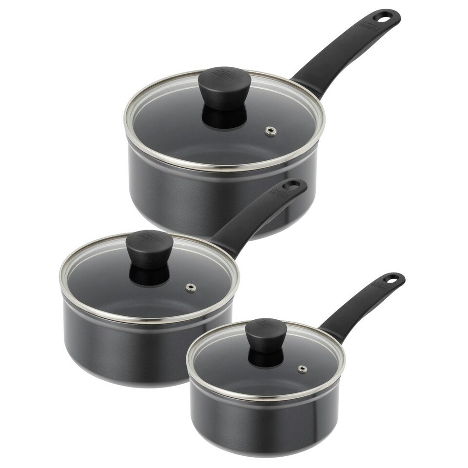 image 1 of Easy Induction 3pc Saucepan Set Black