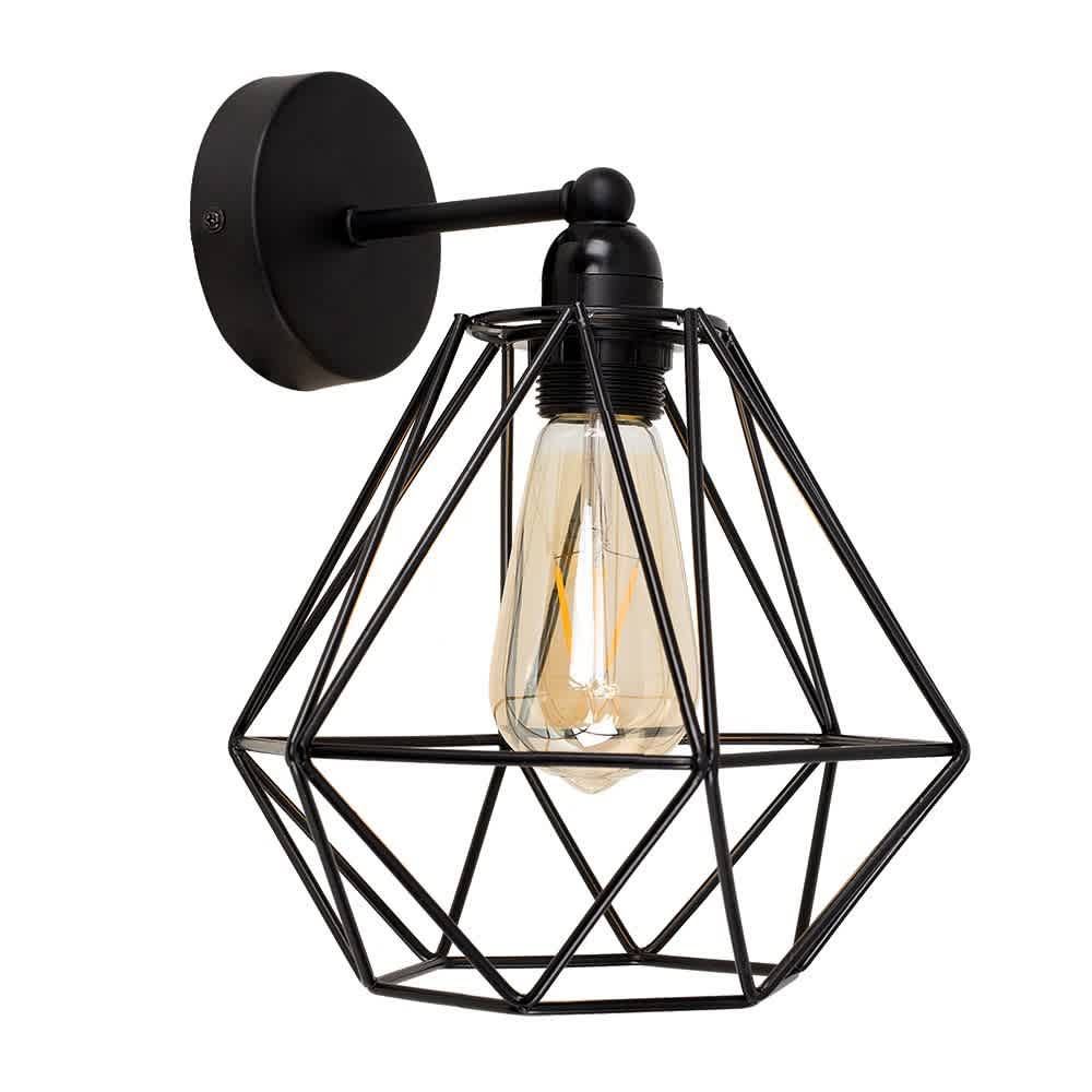 ValueLights Cambourne Black Indoor Wall Light Black Shade Black