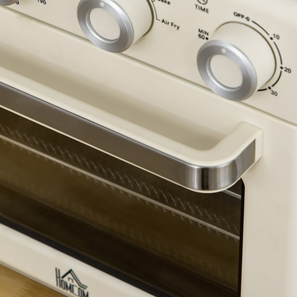 image 1 of HOMCOM 20L Countertop Mini Oven, 7-in-1 Toaster Oven with Warm, Broil, Toast, Bake, Air Fryer Setting, Timer, Adjustable Thermostat, 4 Dishwasher Safe Accessories, 1400W, Cream White