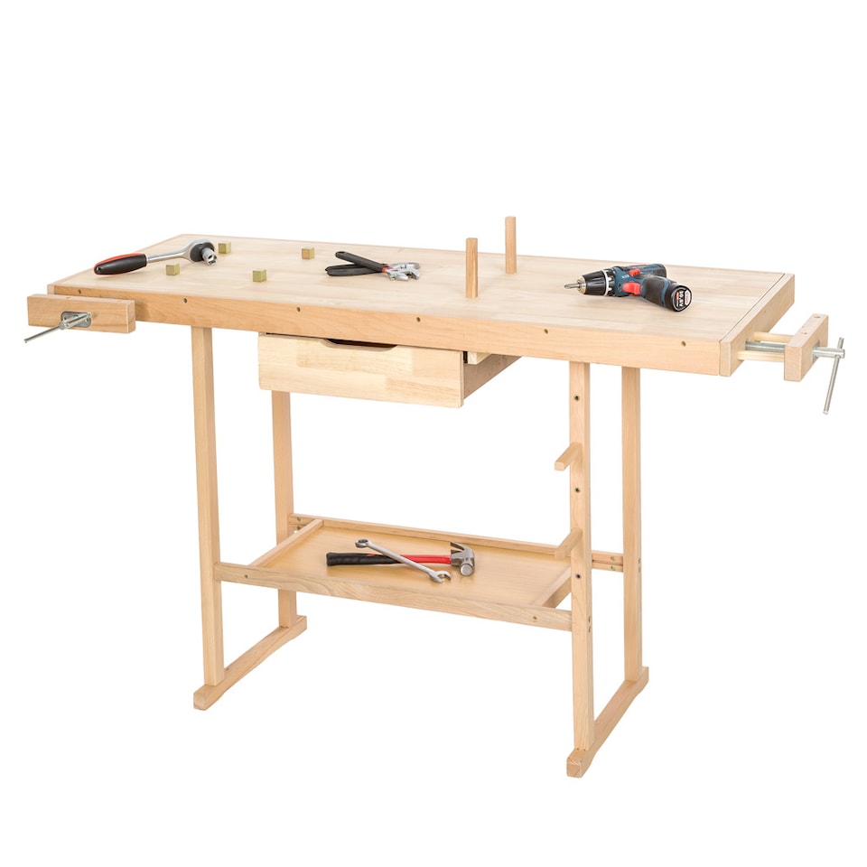 image 1 of Woodworking Bench - with 2 vices, spacious drawer, shelf