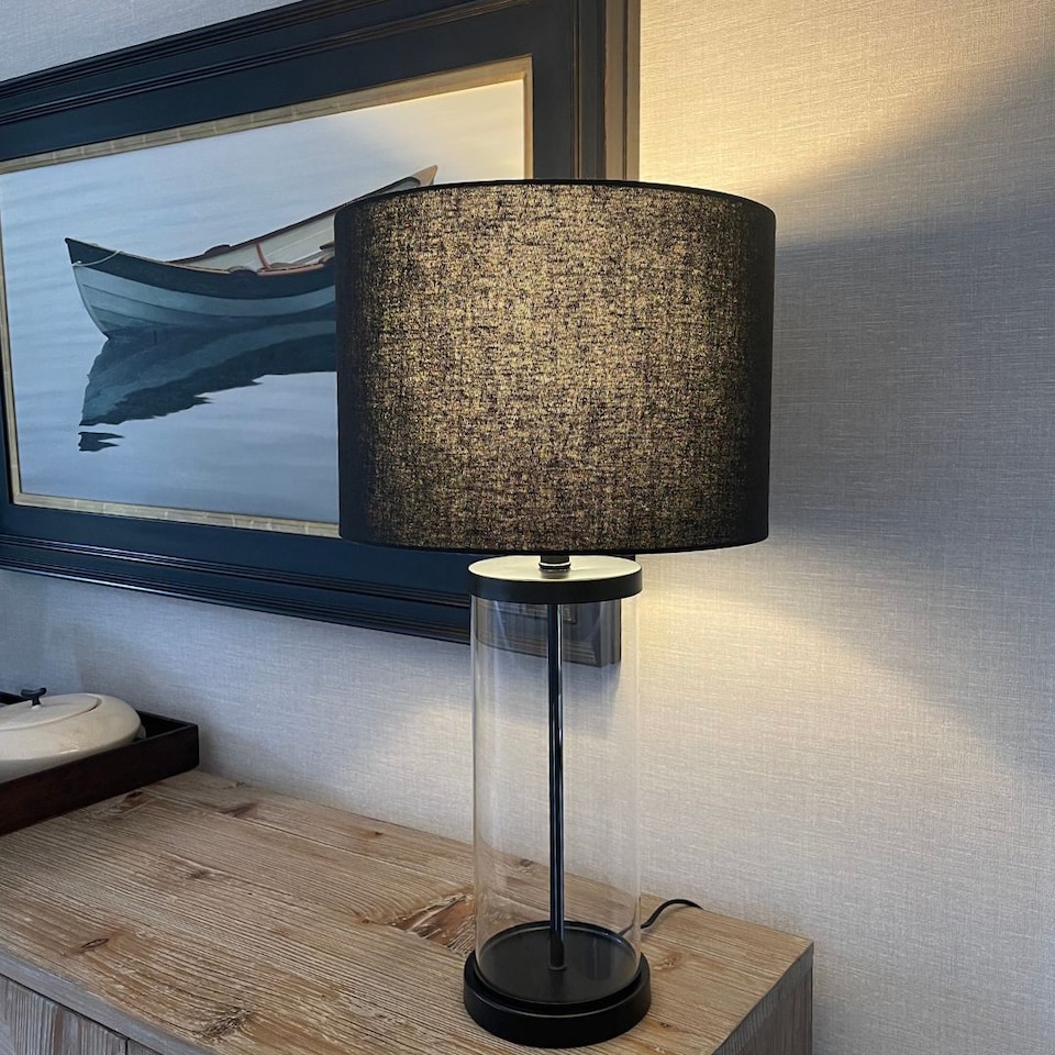 image 1 of Adelia Black & Glass Table Lamp