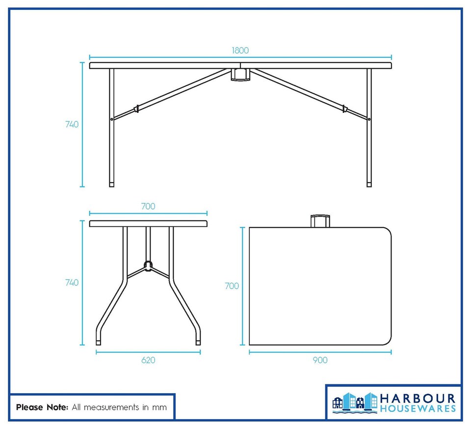 image 1 of Harbour Housewares Folding Camping Picnic Tables - 180cm (6ft) - White - Pack of 2