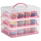 image 1 of VonShef Pink Cupcake Carrier w/ Handle 3 Tier Up to 36 Cakes