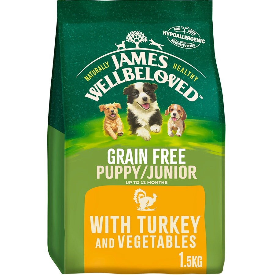James wellbeloved puppy dog grain free turkey kibble dog food 1.5kg
