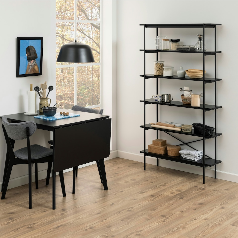 image 1 of Angus Bookcase with 5 Shelves in Black