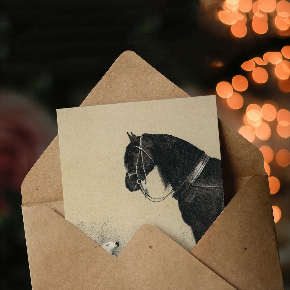image 1 of Emil Volkers Art Card Orlov Trotter Horse and Dog