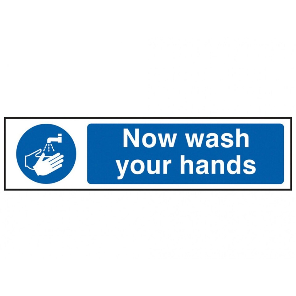 Scan Now Wash Your Hands - Pvc Sign 200 X 50mm - Multi Colour - 200 x 50mm