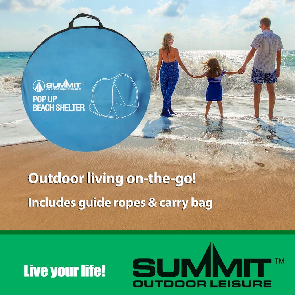 image 1 of VFM e-Store Blue Pop-Up Beach Shelter - SPF 50 Portable Sun Shade