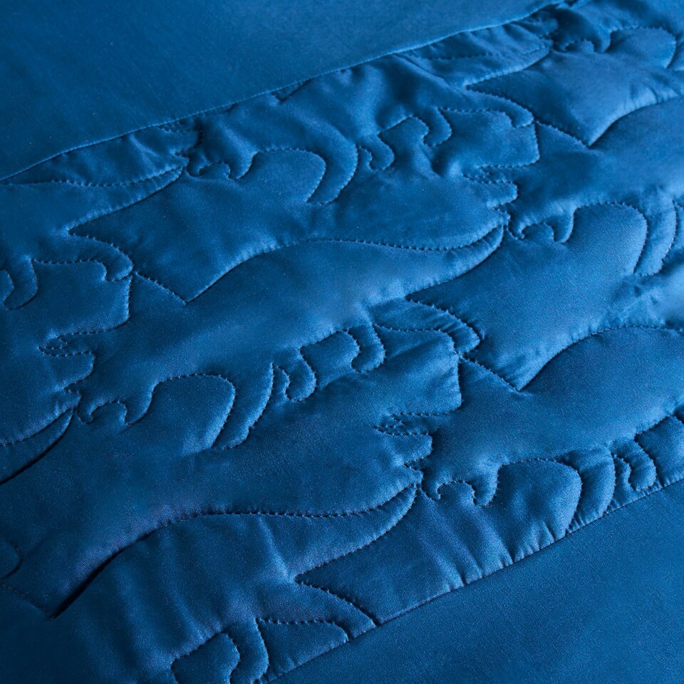 image 1 of OHS Kids Filled Dino Pinsonic Panel Duvet Quilt Cover Bedding Set, Single - Navy Blue