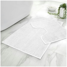 VELVETIO Shiny Sparkling Bath Set Anti Slip Pedestal Mat Bathroom Rugs White