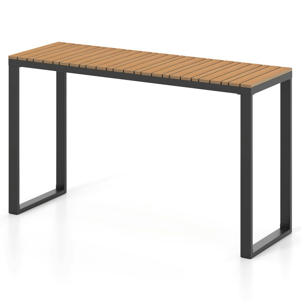 image 1 of COSTWAY Outdoor Rectangle Patio Side Table w/Metal Frame Brown