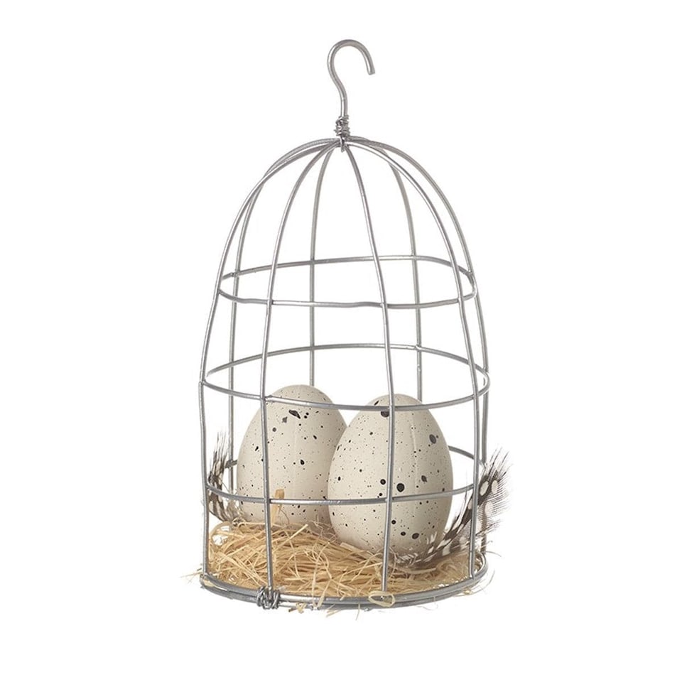 Heaven Sends Speckled Eggs in Cage Easter Decoration