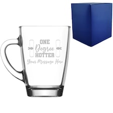 Personalised One Degree Hotter Engraved Graduation Glass Coffee Cup