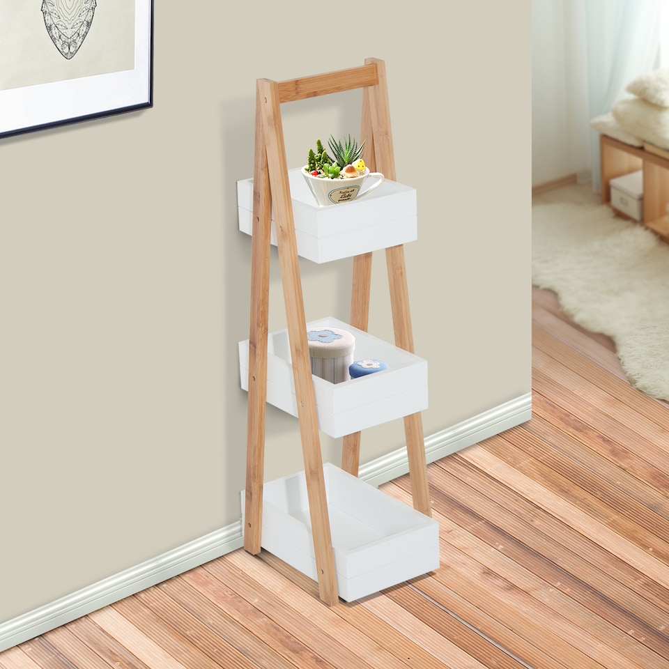 image 1 of HOMCOM 3 Tier Bathroom Shower Caddy Freestanding Rack Storage Unit Shelf Organiser
