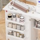 image 8 of HOMCOM Folding Sewing Table Rolling Craft Table with Drop Leaf Wheels White | White