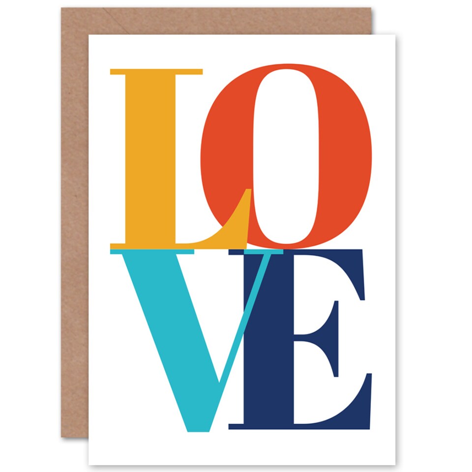 image 1 of Typography Love Letters Stylish Greetings Card