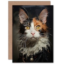 Caught in the Headlights Cat Painting for Him Her Art Card