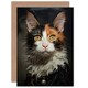 image 1 of Caught in the Headlights Cat Painting for Him Her Art Card