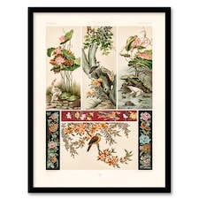 Albert Racinet Framed Wall Art Chinese Patterns of Birds and Flowers Home Décor
