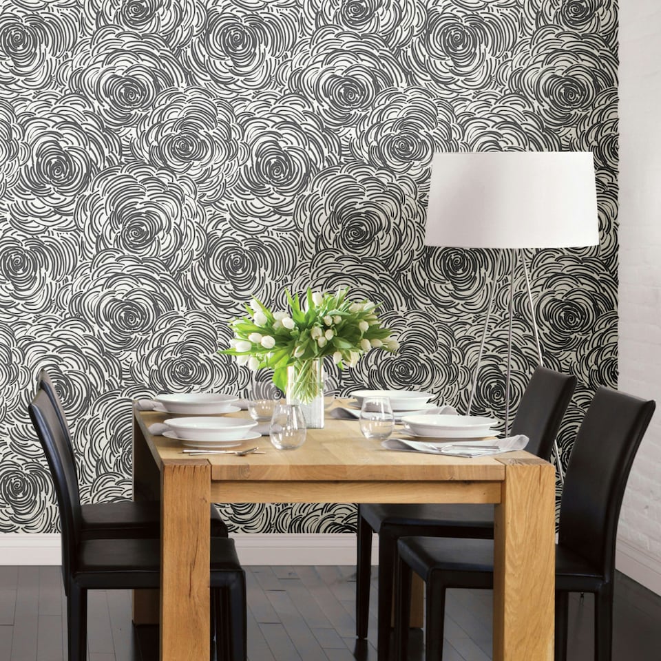 image 1 of NuWallpaper NU3491 Beauty Peel & Stick Wallpaper, Black Multi